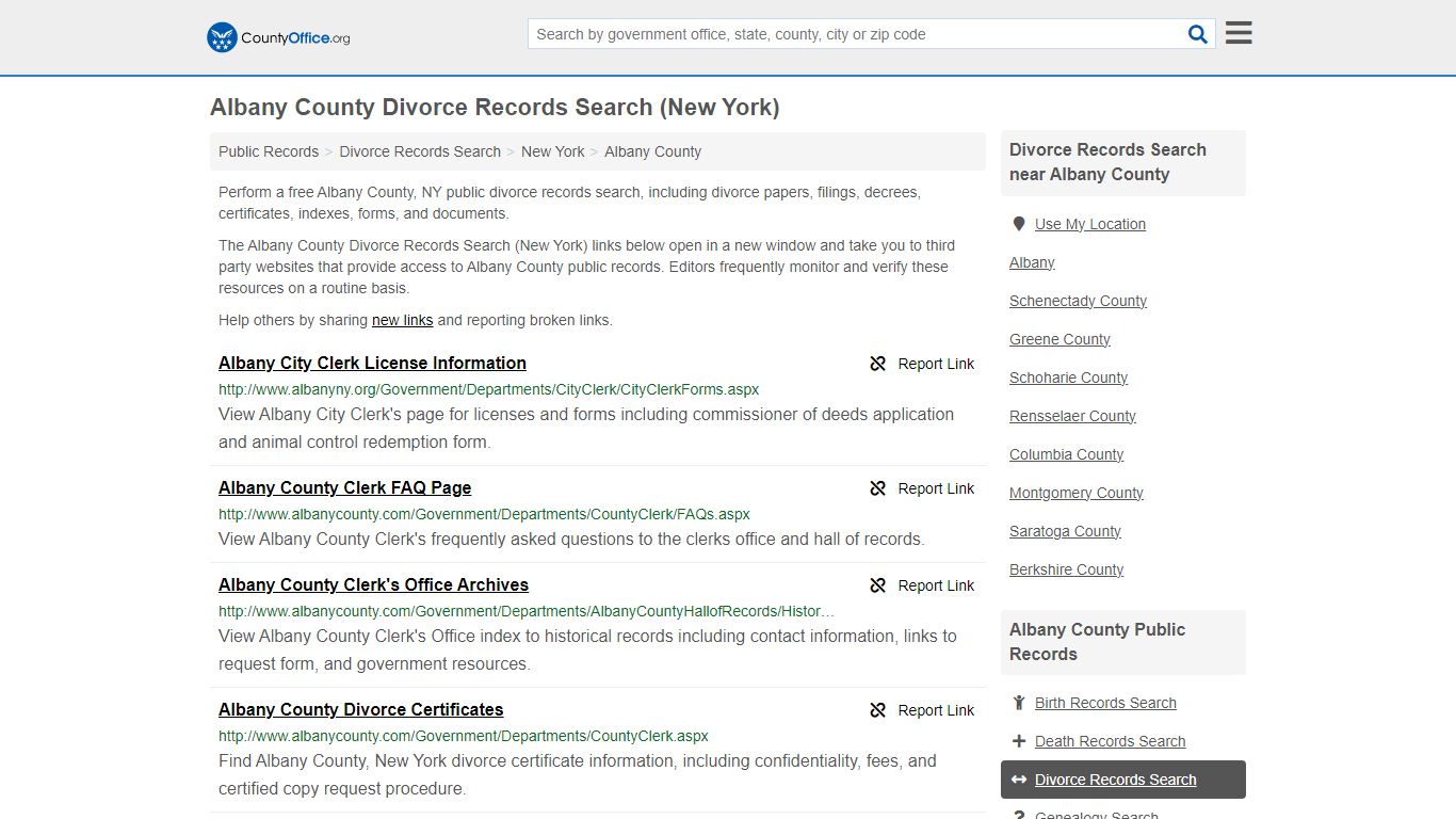 Albany County Divorce Records Search (New York) - County Office